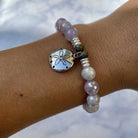 Mauve Jade Stone Bracelet with Sand Dollar Sterling Silver Charm