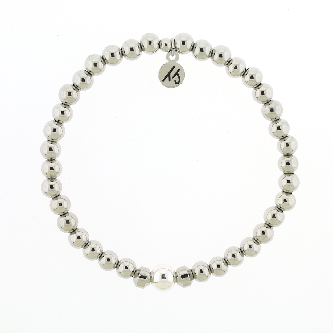 Men's Noble Cape Bracelet - Silver Steel Bead Bracelet