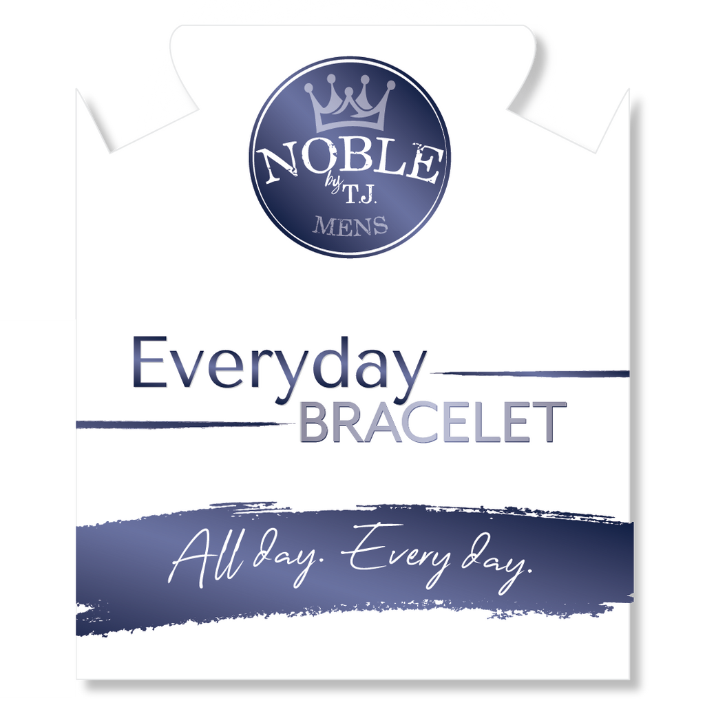Men's Noble Everyday Bracelet - Gunmetal Onyx Beads with Silver Steel Bracelet