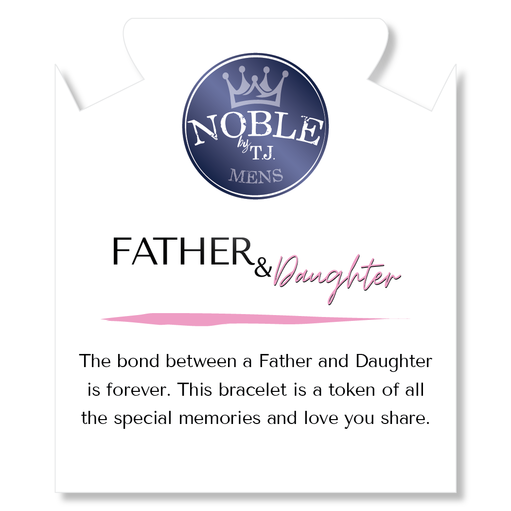 Men's Noble Father Daughter Bracelet Collection - Gunmetal Onyx with Rose Quartz Beaded Bracelet