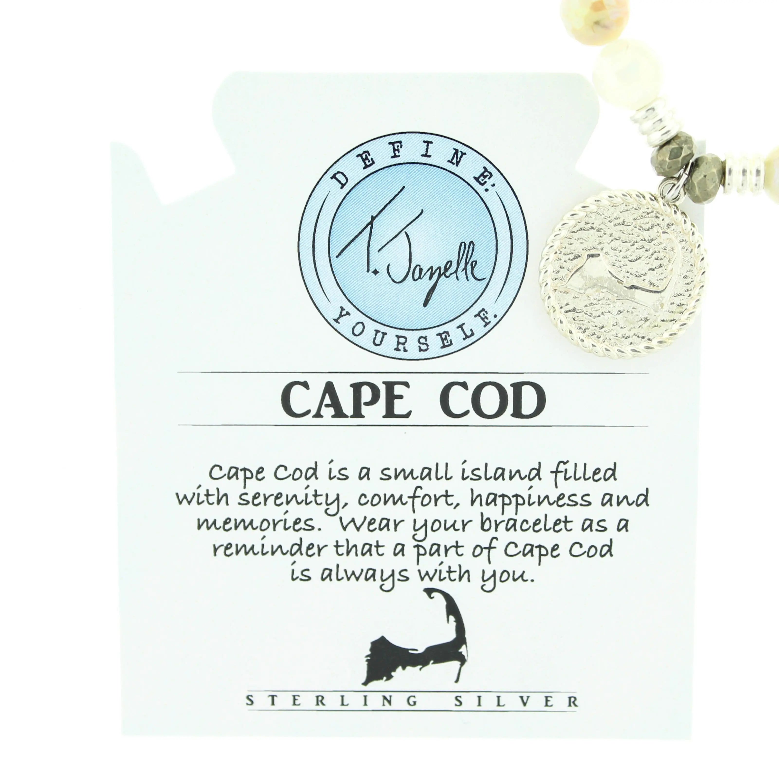 Moonstone Gemstone Bracelet with Cape Cod Coin Sterling Silver Charm T. Jazelle