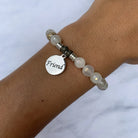 Moonstone Gemstone Bracelet with Friend Sterling Silver Charm T. Jazelle