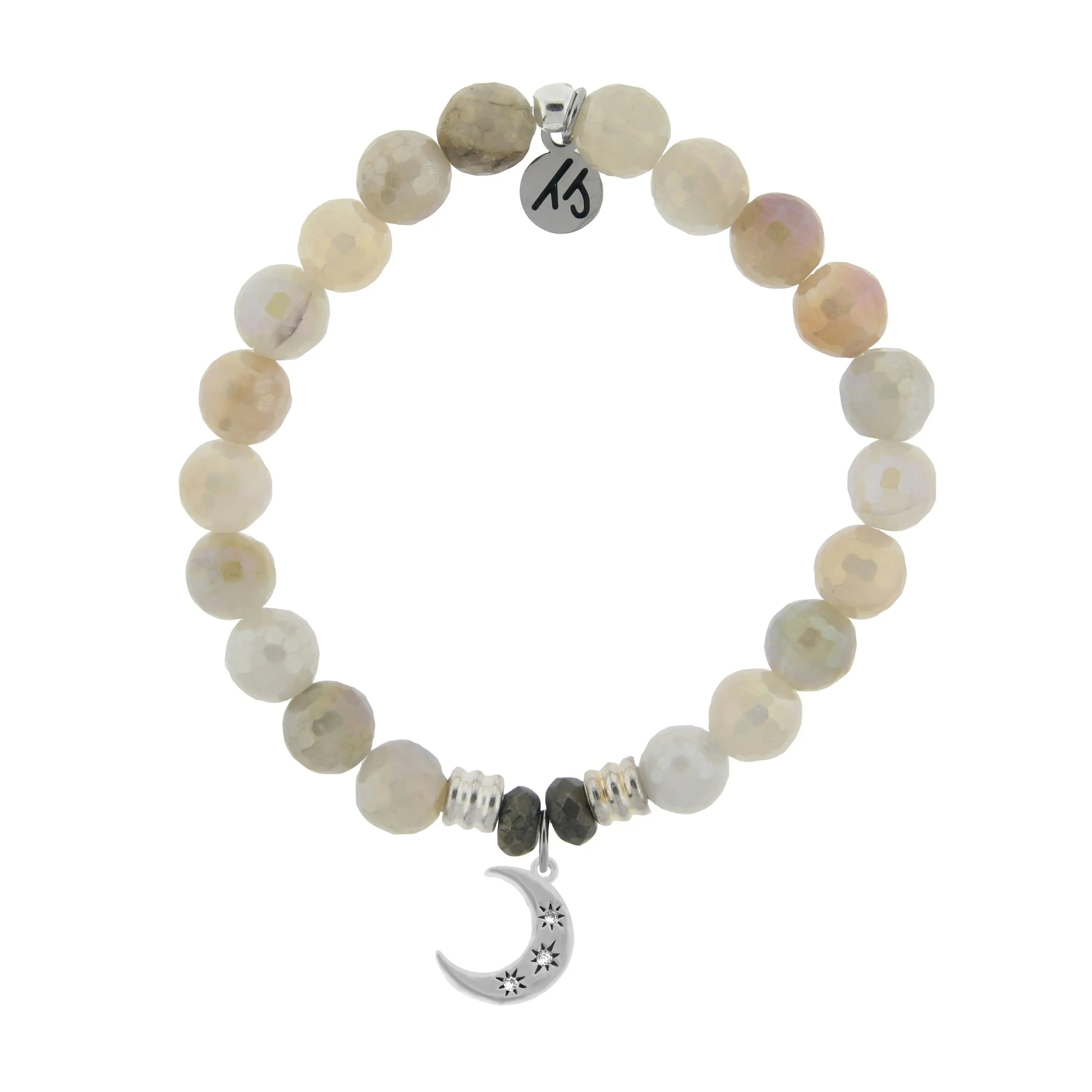 Moonstone Bracelet with Friendship Stars Sterling Silver Charm