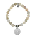 Moonstone Gemstone Bracelet with Guidance Sterling Silver Charm T. Jazelle