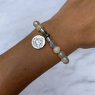 Moonstone Gemstone Bracelet with Happy Buddha Sterling Silver Charm T. Jazelle
