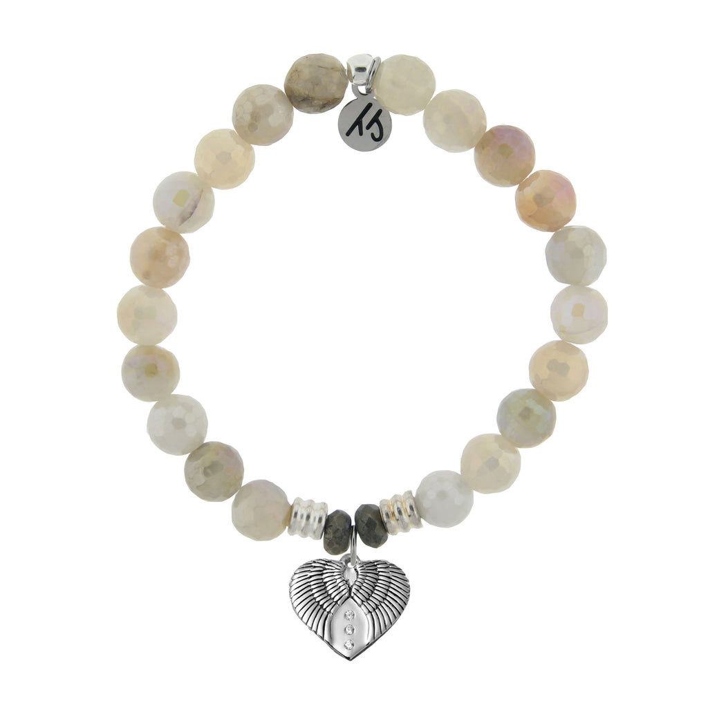 Moonstone Bracelet with Heart of Angels Sterling Silver Charm