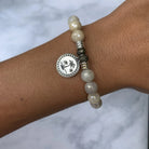 Moonstone Gemstone Bracelet with Palm Tree Sterling Silver Charm T. Jazelle