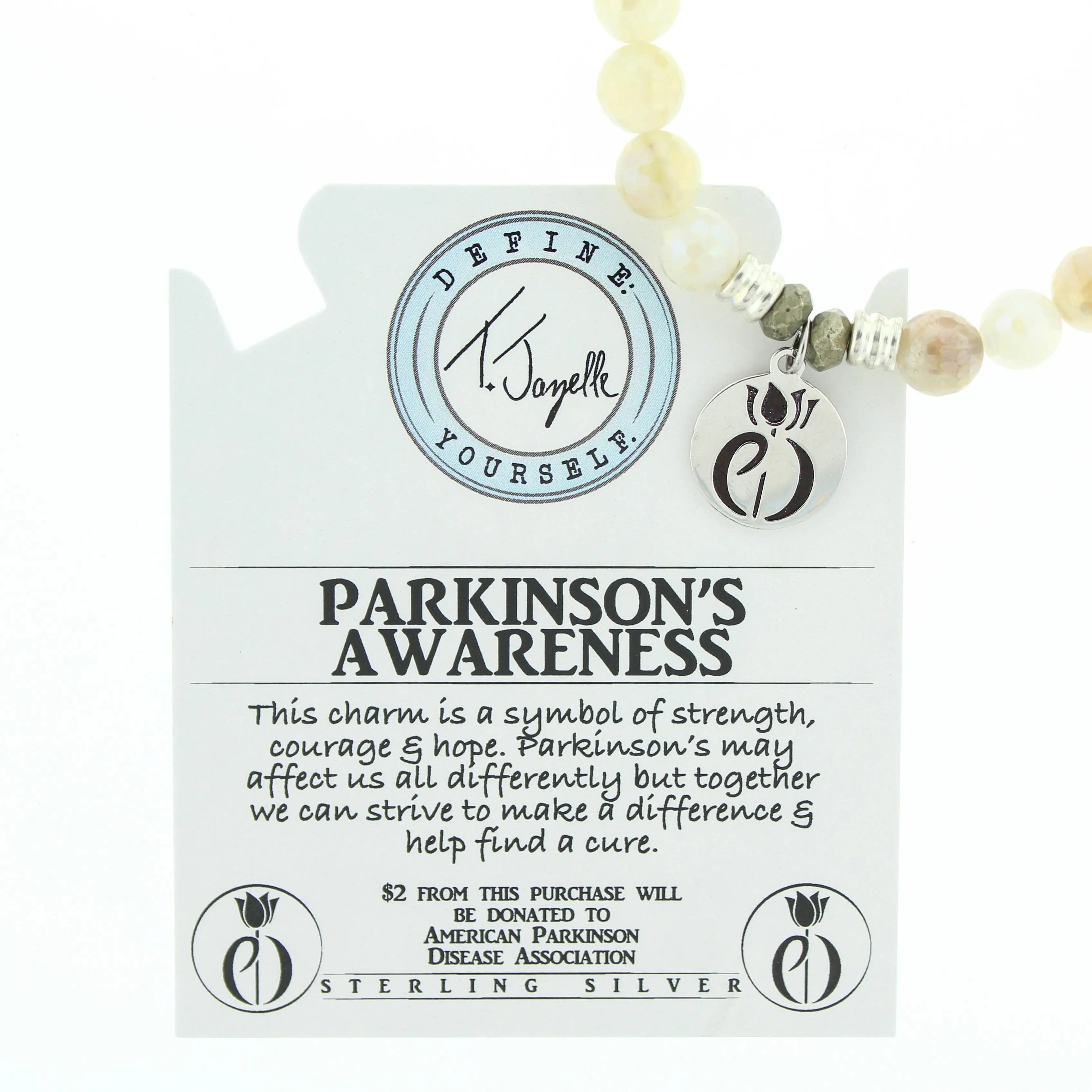 Moonstone Gemstone Bracelet with Parkinsons Sterling Silver Charm T. Jazelle