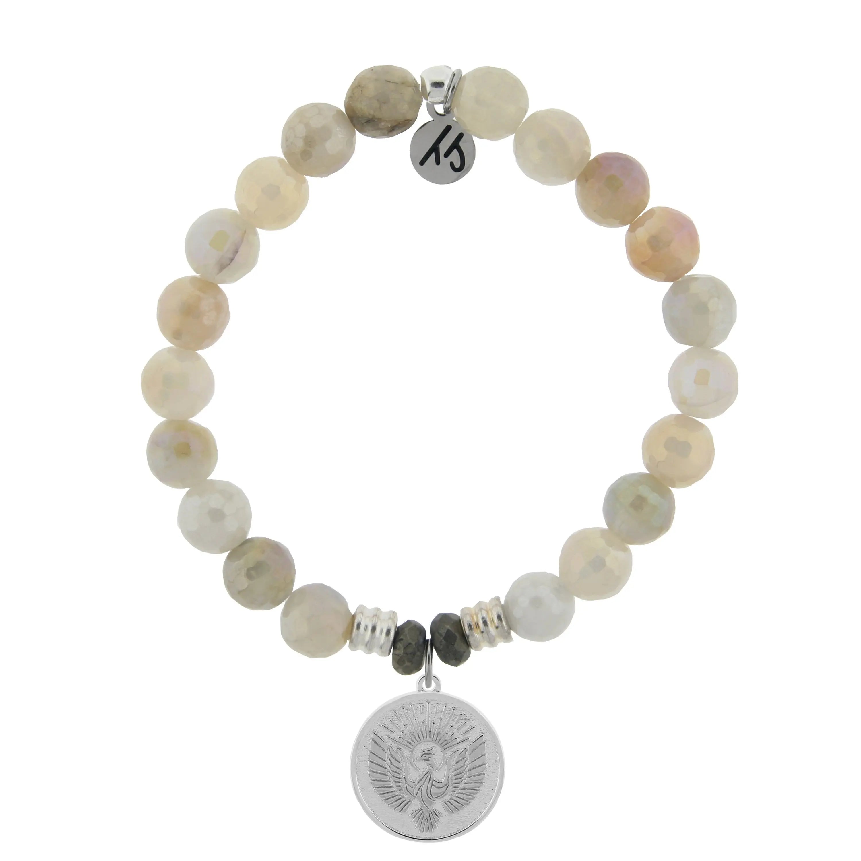 Moonstone Gemstone Bracelet with Phoenix Sterling Silver Charm T. Jazelle