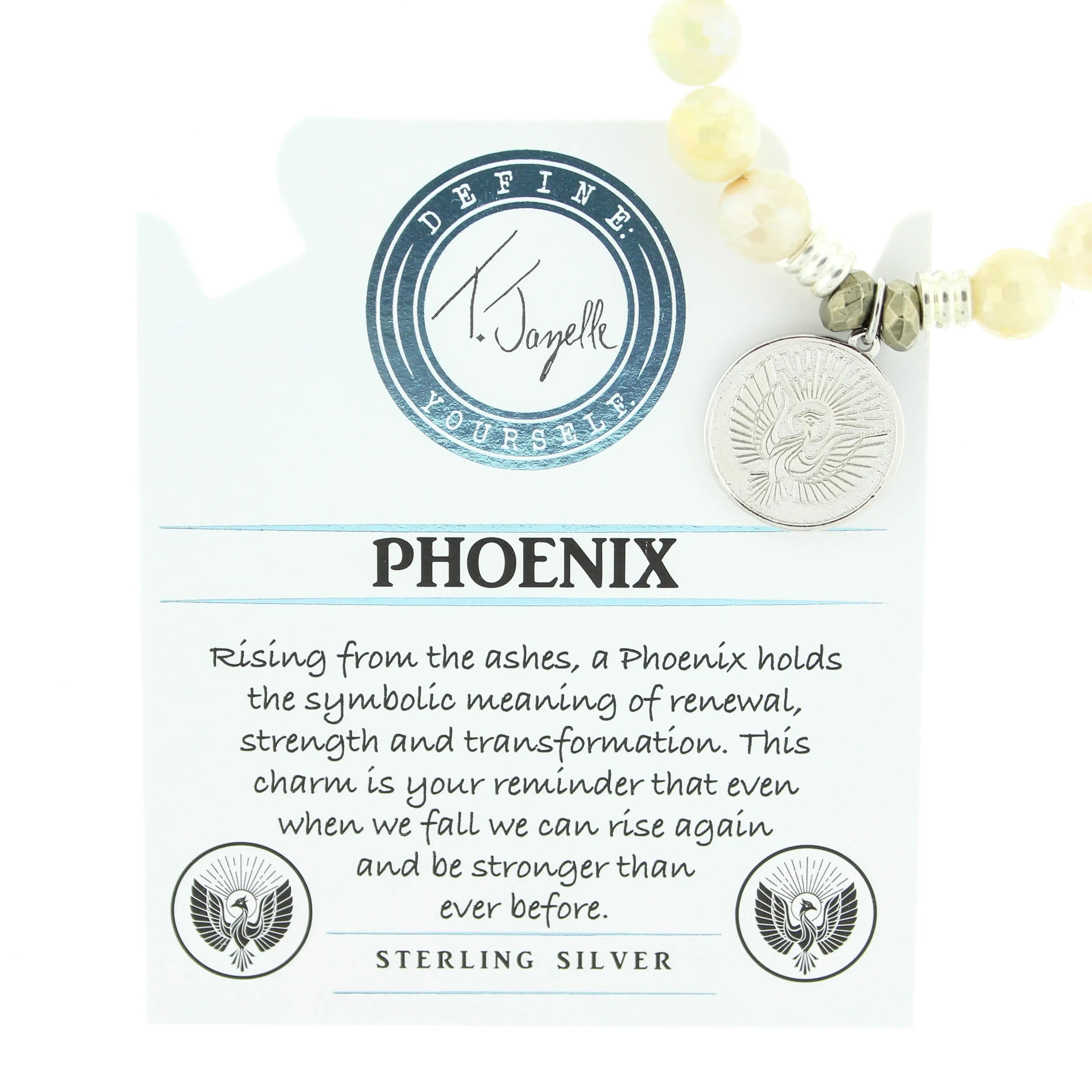 Moonstone Gemstone Bracelet with Phoenix Sterling Silver Charm T. Jazelle