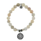 Moonstone Gemstone Bracelet with Saint Christopher Sterling Silver Charm T. Jazelle