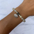 Moonstone Gemstone Bracelet with Seashell Sterling Silver Charm T. Jazelle