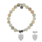Moonstone Gemstone Bracelet with Strength Shield Sterling Silver Charm T. Jazelle