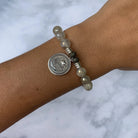 Moonstone Gemstone Bracelet with Teacher Sterling Silver Charm T. Jazelle