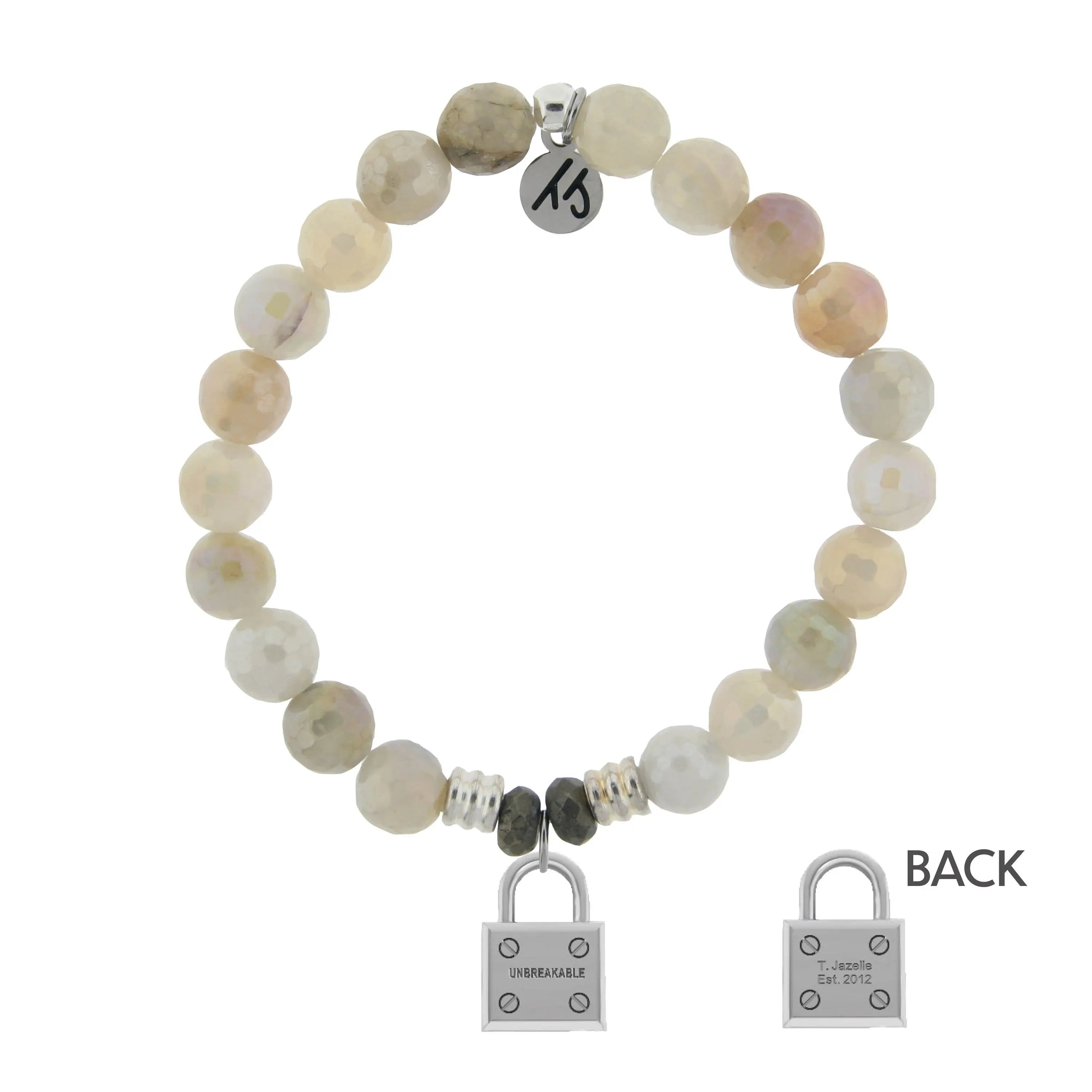 Moonstone Gemstone Bracelet with Unbreakable Sterling Silver Charm T. Jazelle