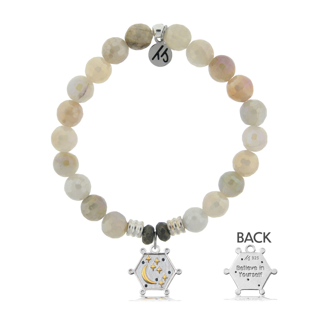 Moonstone Stone Bracelet with Believe in Yourself Sterling Silver Charm