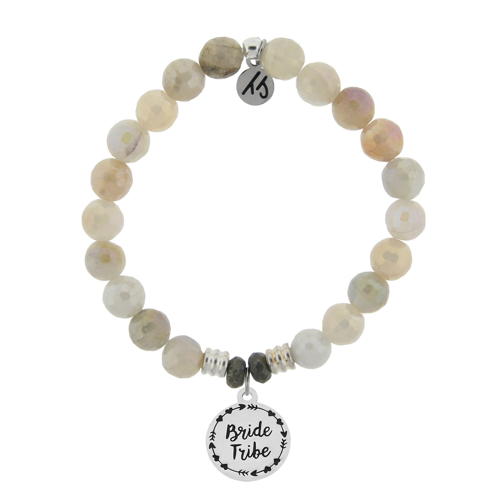 Moonstone Stone Bracelet with Bride Tribe Sterling Silver Charm