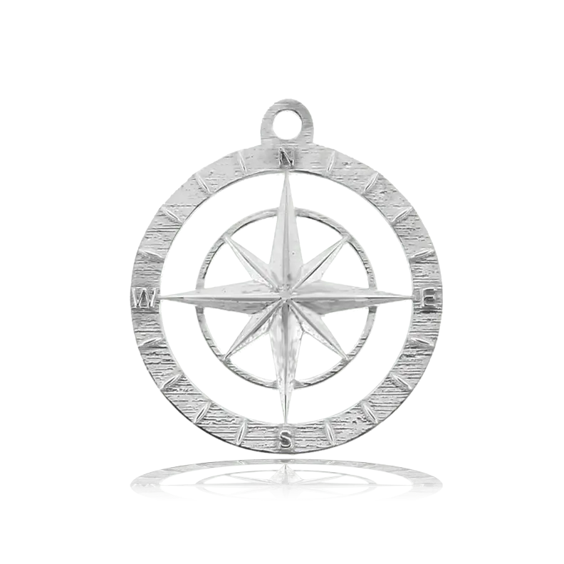 Moonstone Stone Bracelet with Compass Rose Sterling Silver Charm