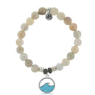 Moonstone Stone Bracelet with Deep as the Ocean Sterling Silver Charm