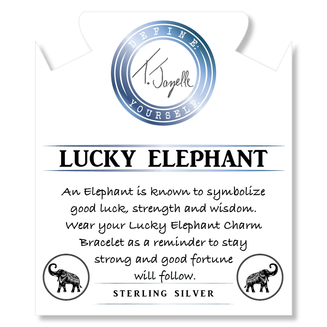 Moonstone Stone Bracelet with Lucky Elephant Sterling Silver Charm