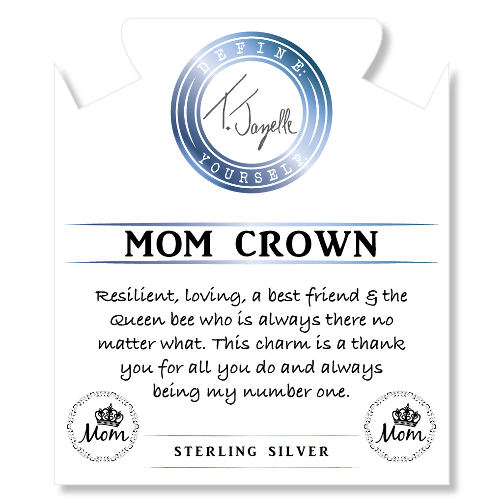 Moonstone Stone Bracelet with Mom Crown Sterling Silver Charm