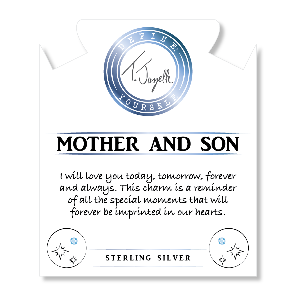 Moonstone Stone Bracelet with Mother Son Sterling Silver Charm