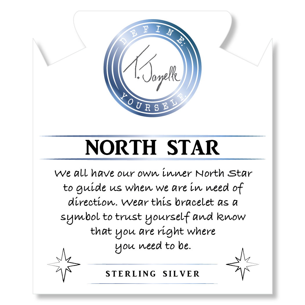 Moonstone Stone Bracelet with North Star Sterling Silver Charm