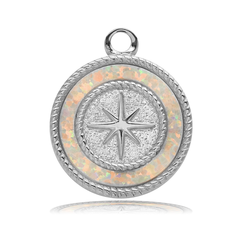 Moonstone Stone Bracelet with North Star Sterling Silver Charm