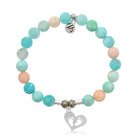 Multi Amazonite Stone Bracelet with Baby Feet Sterling Silver Charm