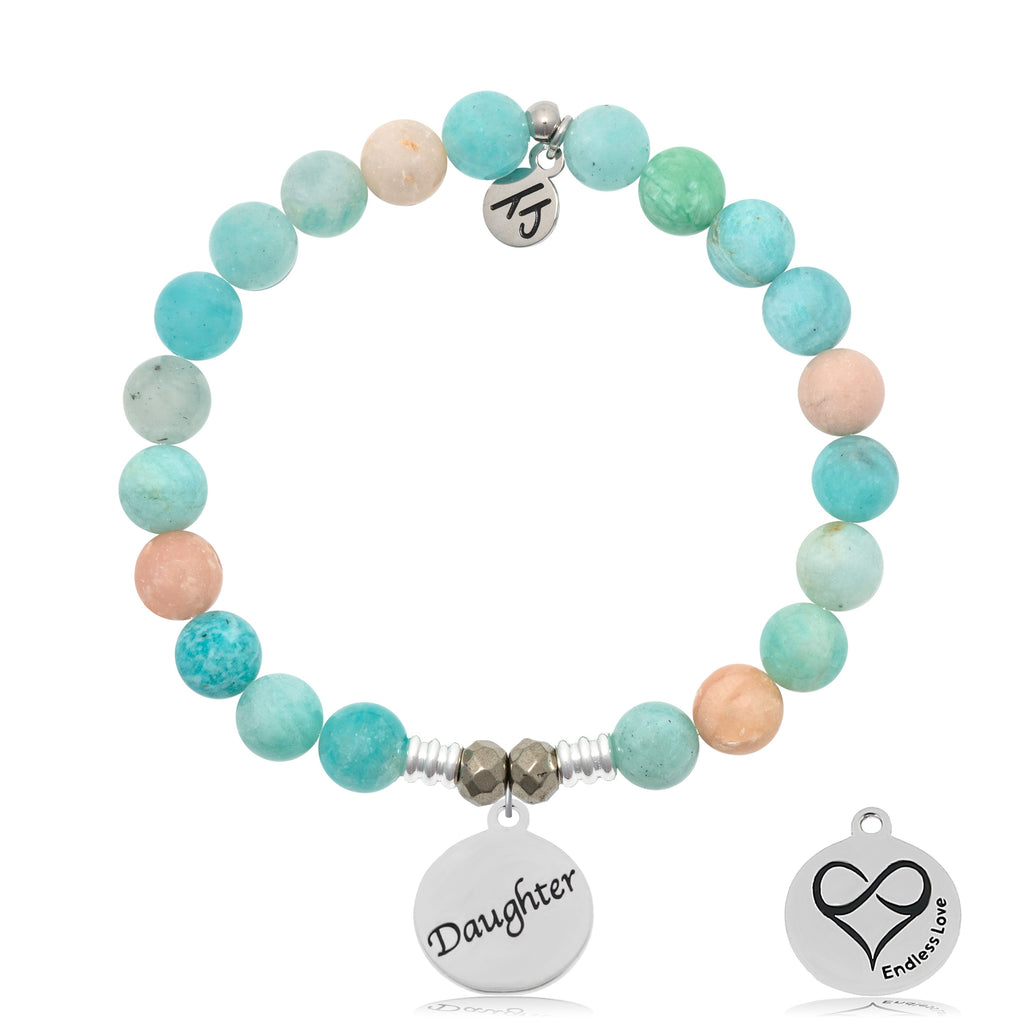 Multi Amazonite Stone Bracelet with Daughter Sterling Silver Charm