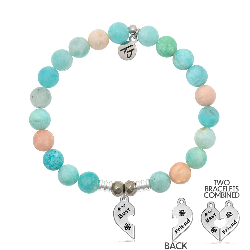Multi Amazonite Stone Bracelet with Forever Friends Sterling Silver Charm