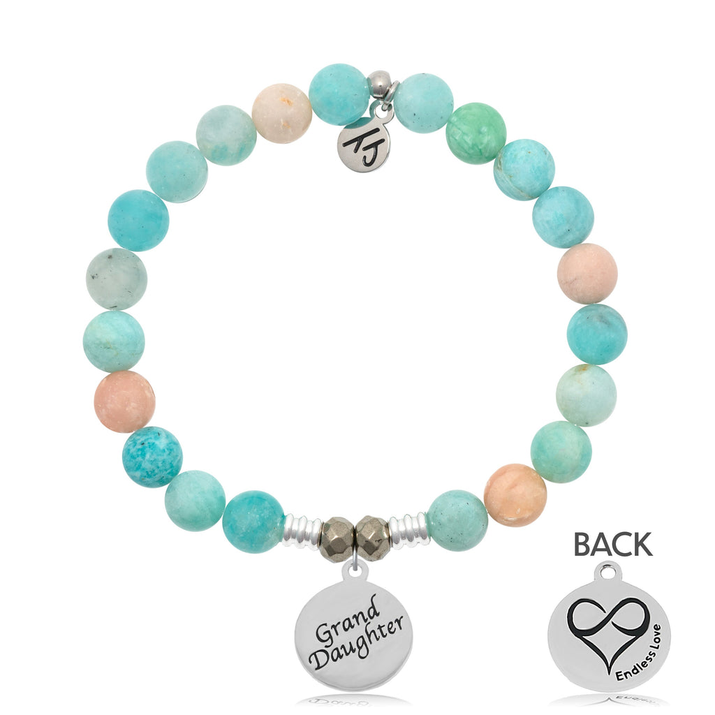 Multi Amazonite Stone Bracelet with Granddaughter Sterling Silver Charm