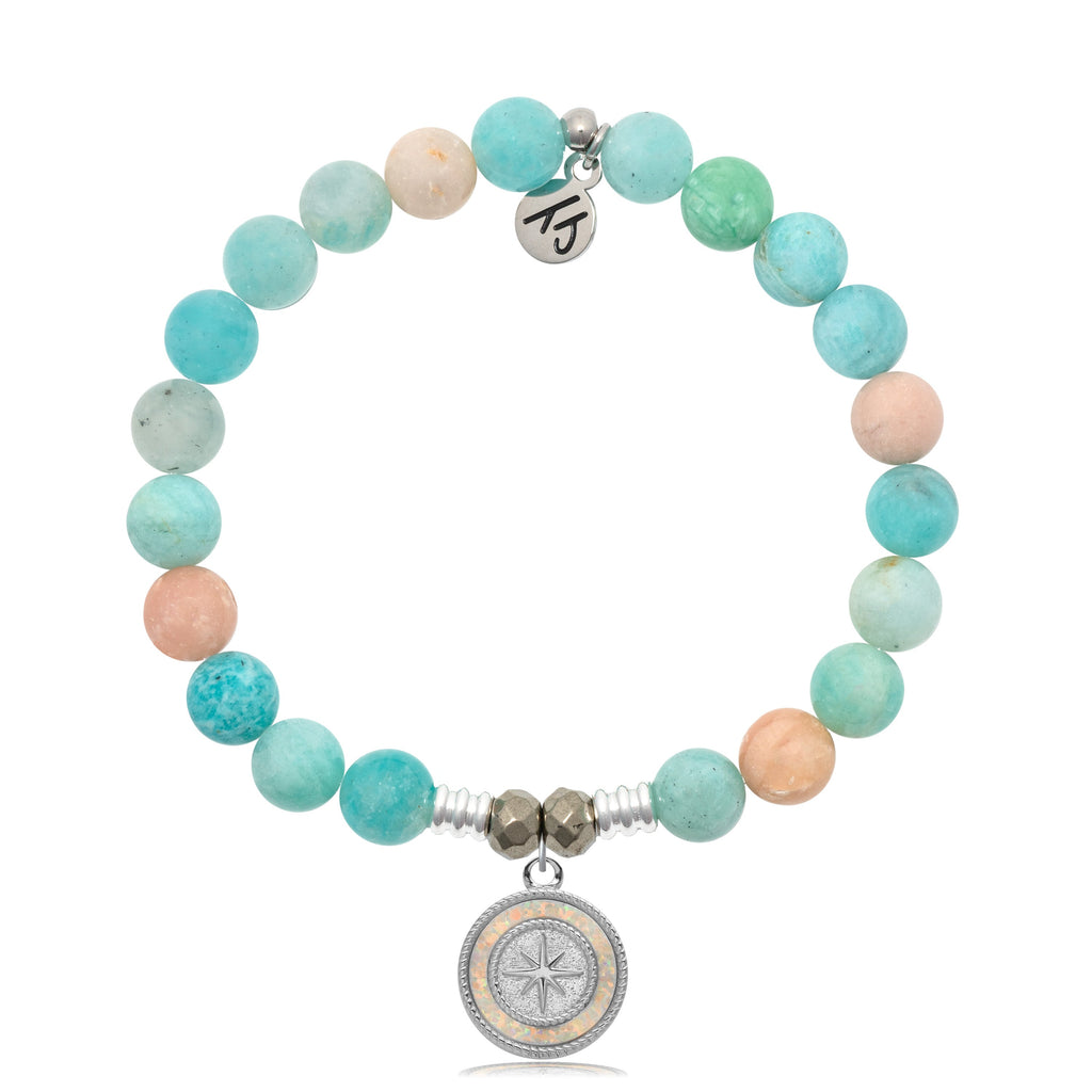Multi Amazonite Stone Bracelet with North Star Sterling Silver Charm