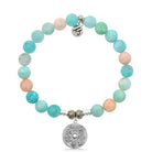 Multi Amazonite Stone Bracelet with Ocean Lover Sterling Silver Charm