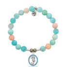 Multi Amazonite Stone Bracelet with Seahorse Silver Charm