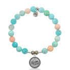 Multi Amazonite Stone Bracelet with Teacher Silver Charm