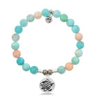 Multi Amazonite Stone Bracelet with Turtle Silver Charm