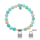 Multi Amazonite Stone Bracelet with Unbreakable Silver Charm