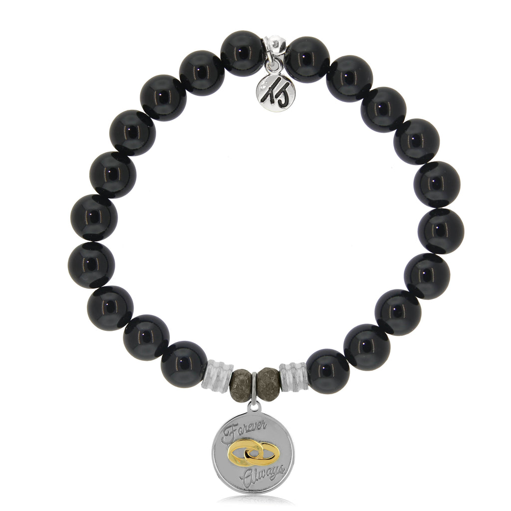 Onyx Stone Bracelet with Always and Forever Sterling Silver Charm