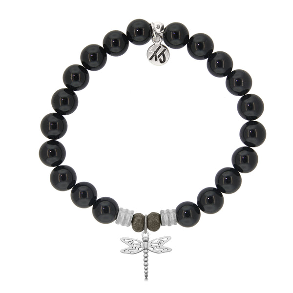 Onyx Bead Bracelet with 2 Silver Dice Beads and Logo Ring | Silver / S - King Baby Studio