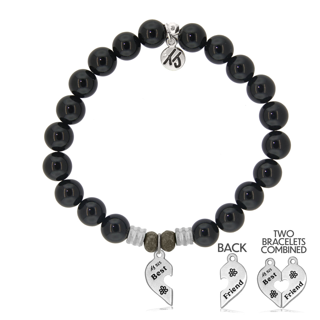 Onyx Stone Bracelet with Forever Friends Sterling Silver Charm