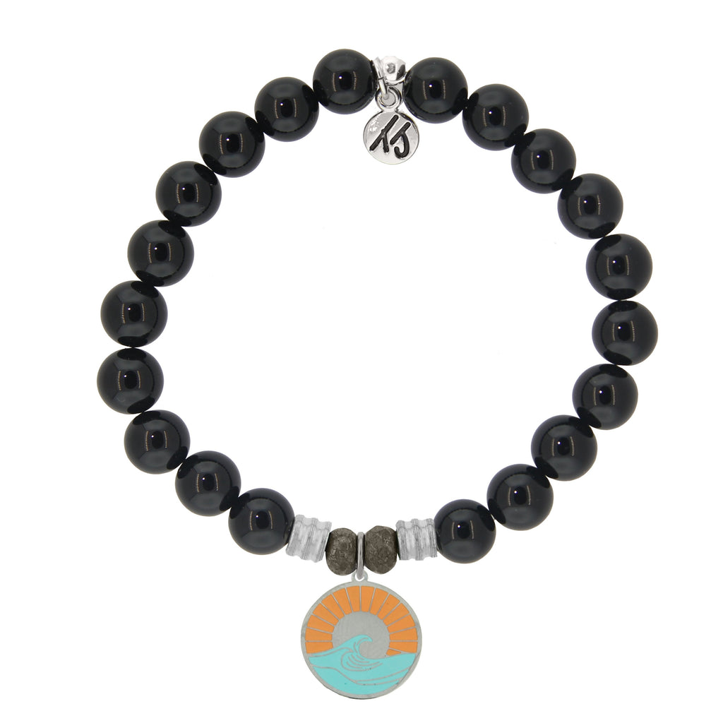 Onyx Stone Bracelet with Paradise Sterling Silver Charm