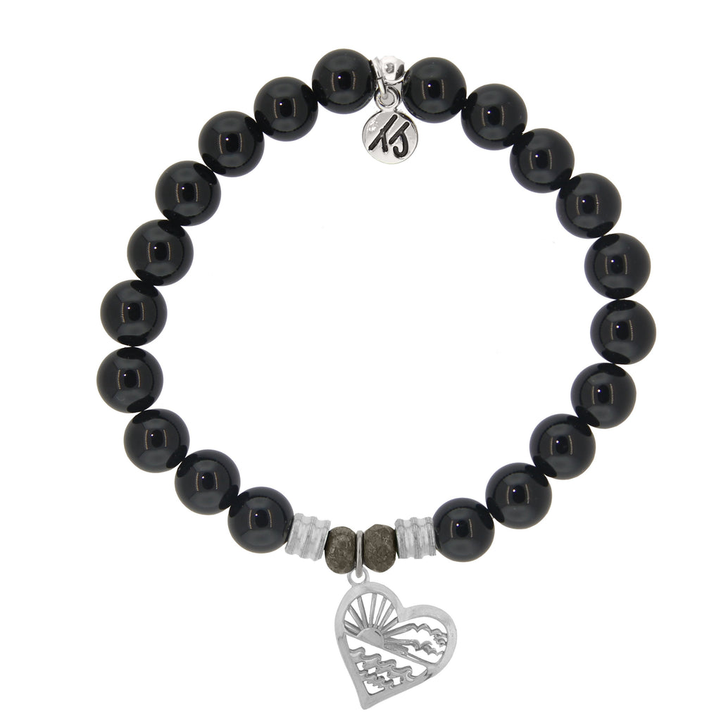Onyx Stone Bracelet with Seas the Day Sterling Silver Charm