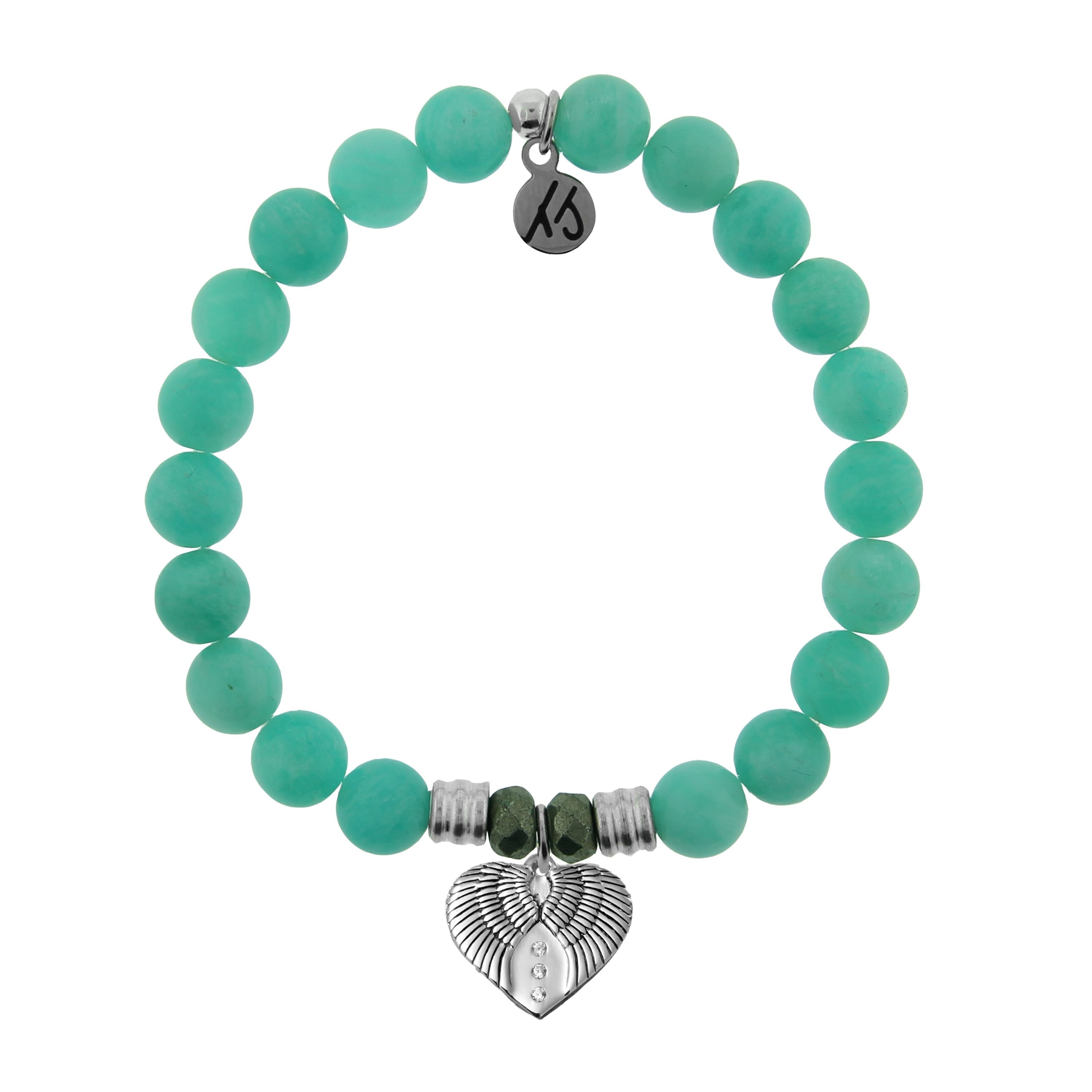 Peruvian Amazonite Bracelet with Heart of Angels Sterling Silver Charm
