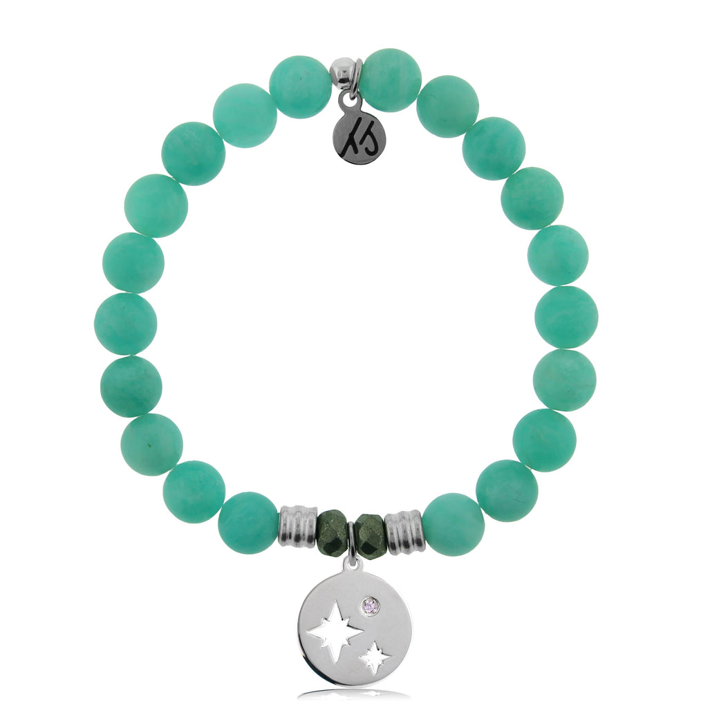 Peruvian Amazonite Bracelet with Mother Daughter Sterling Silver Charm