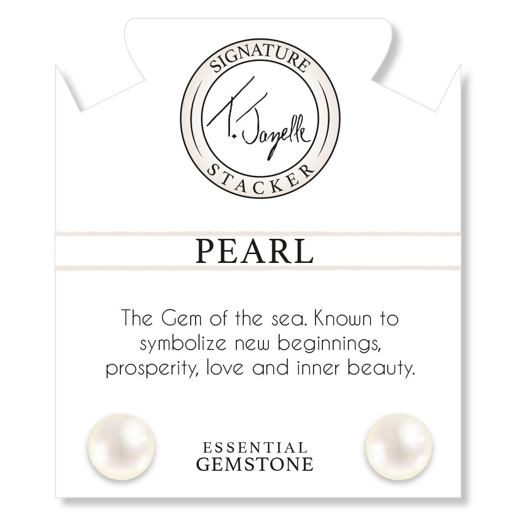 Peruvian Amazonite Gemstone with Pearl Coin Stacker Bracelet