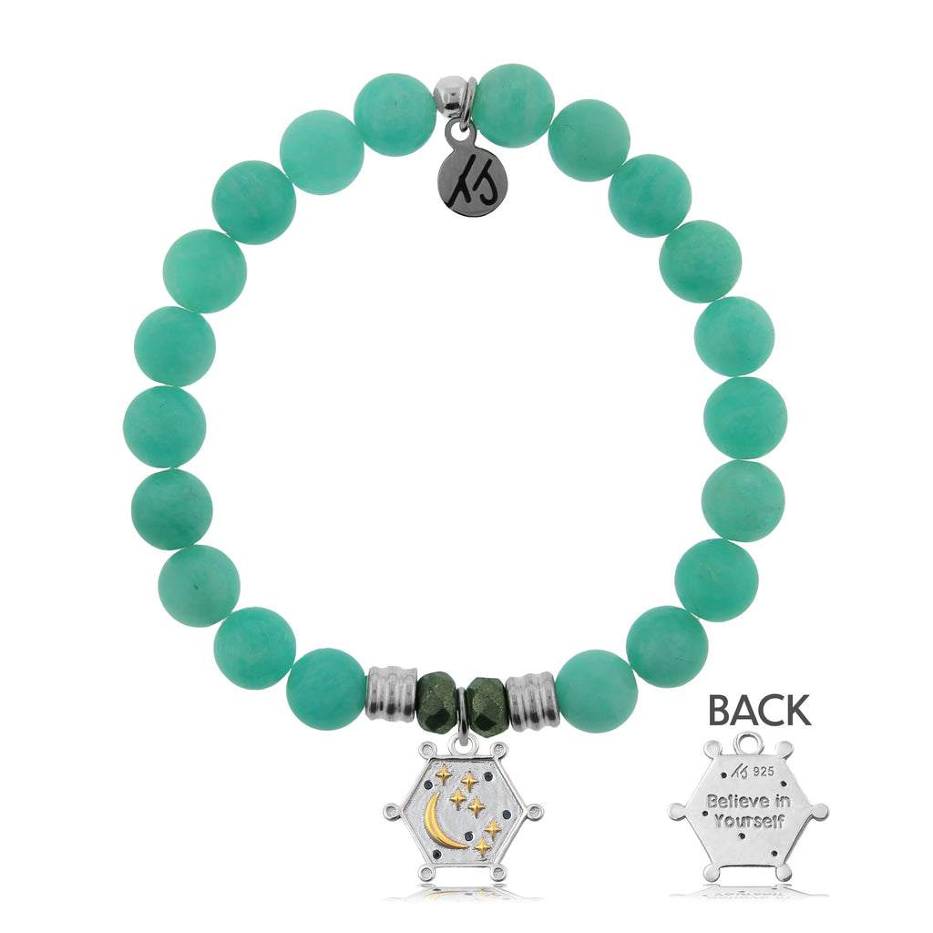 Peruvian Amazonite Stone Bracelet with Believe in Yourself Sterling Silver Charm