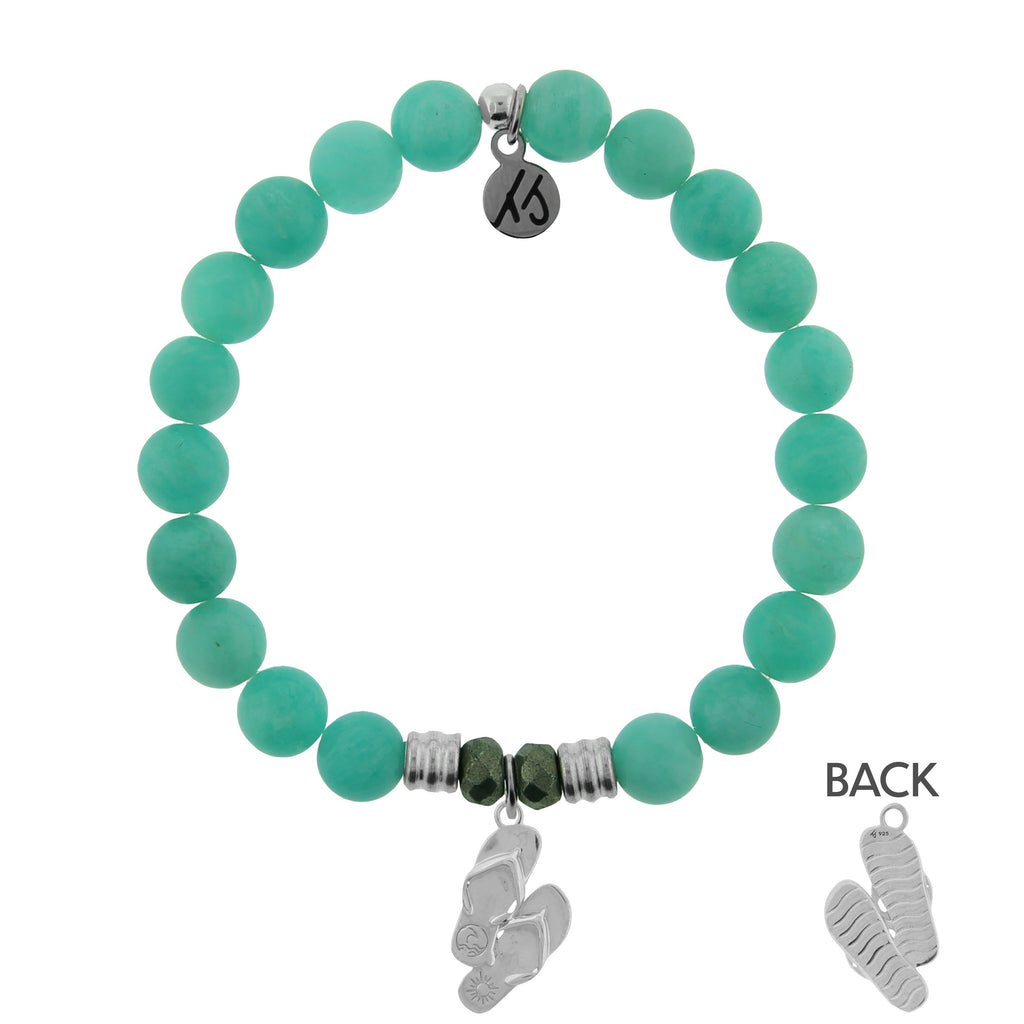 Peruvian Amazonite Stone Bracelet with Flip Flop Sterling Silver Charm