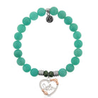 Peruvian Amazonite Stone Bracelet with Heart Sister Sterling Silver Charm