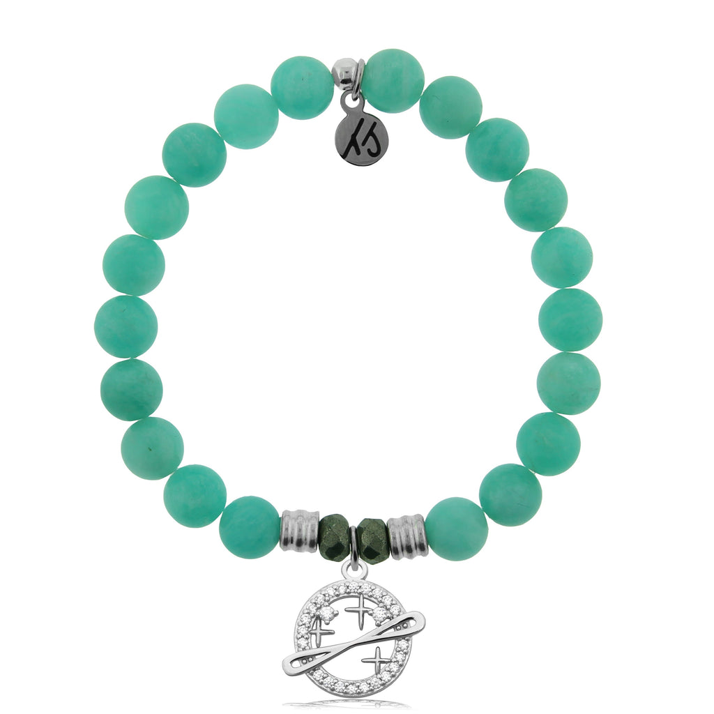 Peruvian Amazonite Stone Bracelet with Infinity and Beyond Sterling Silver Charm